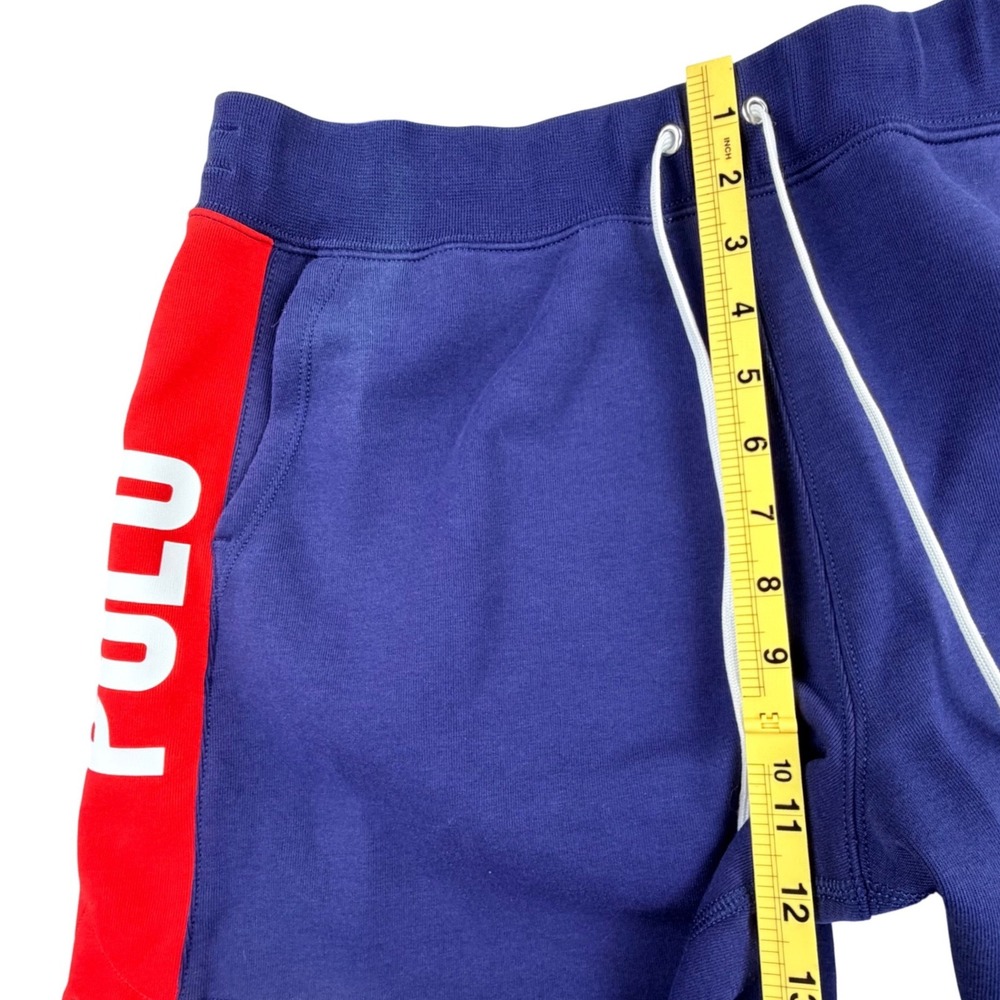 Polo Ralph Lauren Sweat Shorts Men Large Blue Red Striped White Pony Lounge 5" - Picture 8 of 12